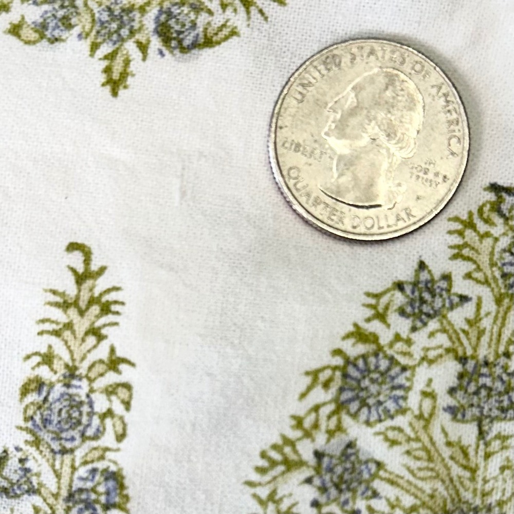 Pottery Barn 18x18 Cotton Pillow Cover White Green Blue Paisley Block Print Boho - Picture 8 of 8